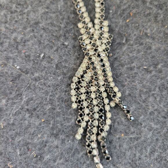 Art Deco Black And White Rhinestone Necklace Choker - Picture 1 of 6